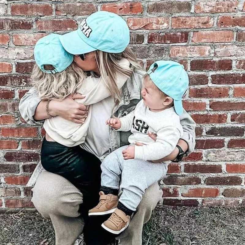 Parents Children Baseball Hats Mom Mini Letter Embroidered Baseball Hats Mom Children Outdoor Sports Leather Hats Holiday Gifts W241225