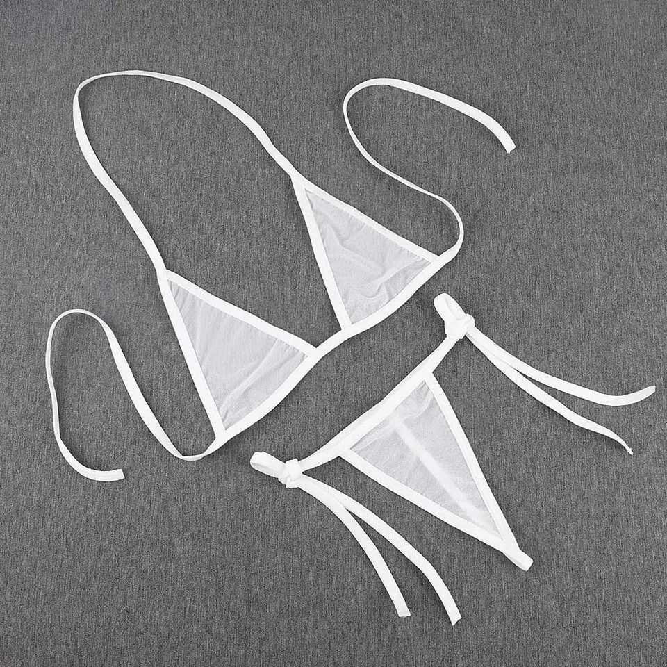 Womens sexy lingerie bikini swimsuit two-piece bra with tie edge thong beachwearW241225
