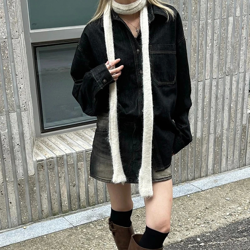 Korean er Y2k Thin Scarf Womens Autumn Winter Long Soft Sticky Scarf Narrow Edition Decoration Small Scarf Versatile 241225