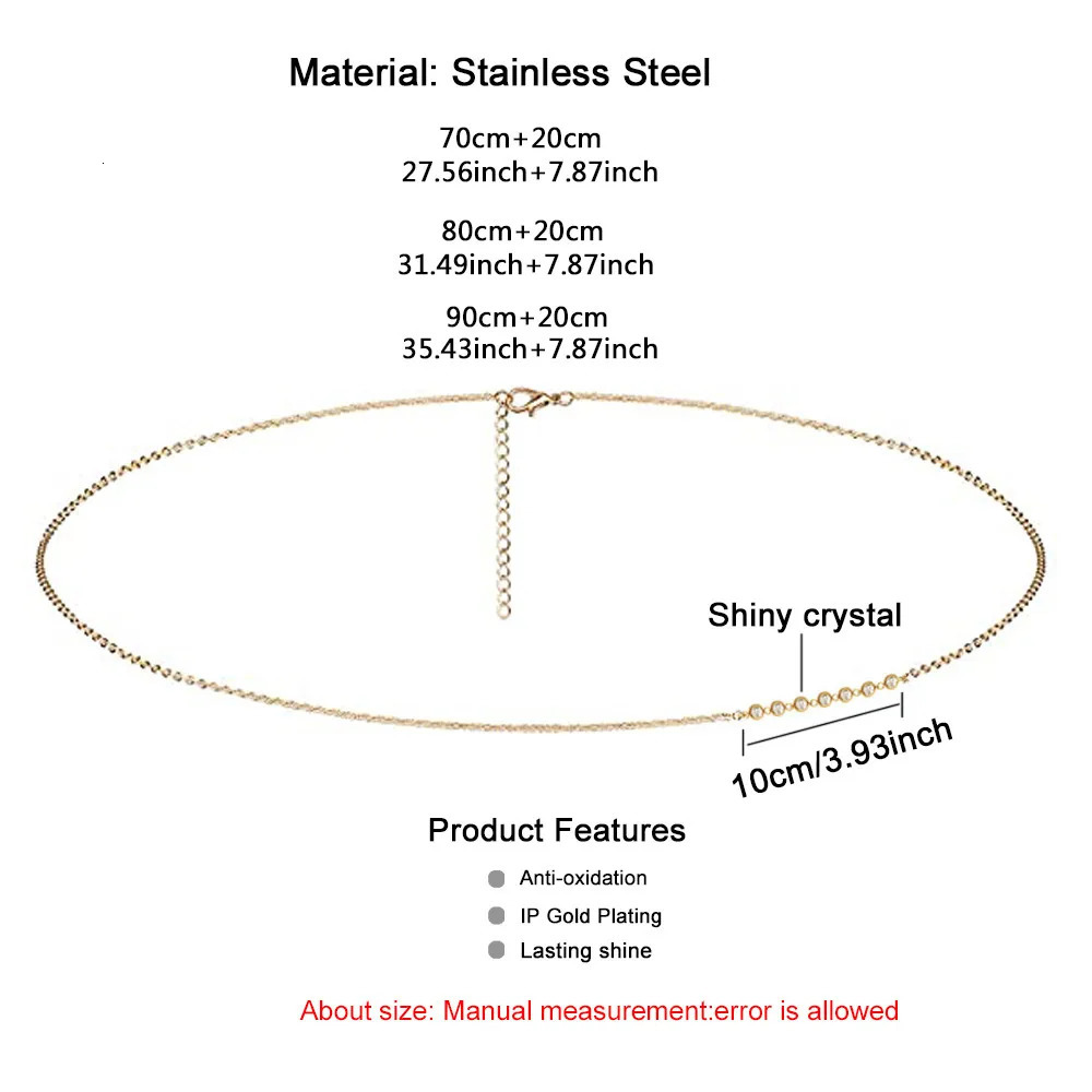 Stainless Steel Waist Chain Rhinestone Crystal Belly Body Chain For Women Minimalist Beach Bikini Sexy Body Jewelry 241225