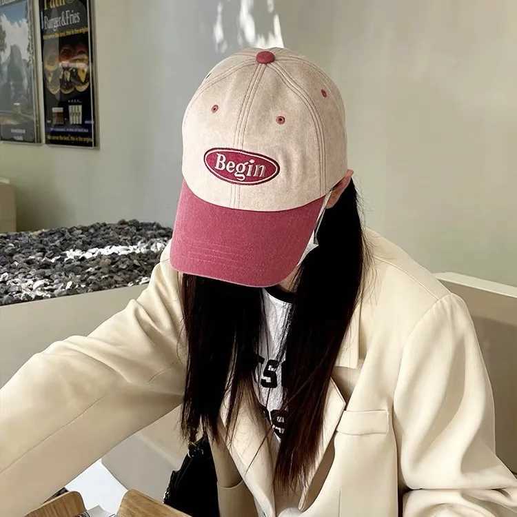Colorful block embroidered baseball cap womens Korean style fully matched couple street fashion brand soft foot cap W241225