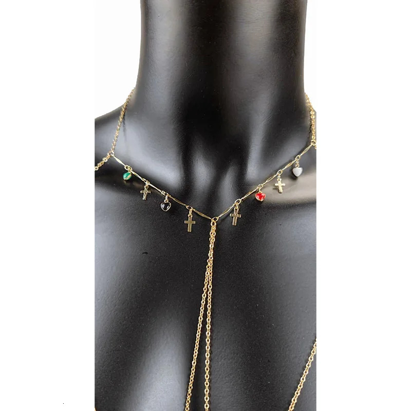 Cross Necklace Body Chain Waist Chain for Women Body Jewelry Chain Sexy Party Bikini Fashion Dress Y2k Accessories Pendant Goth 241225