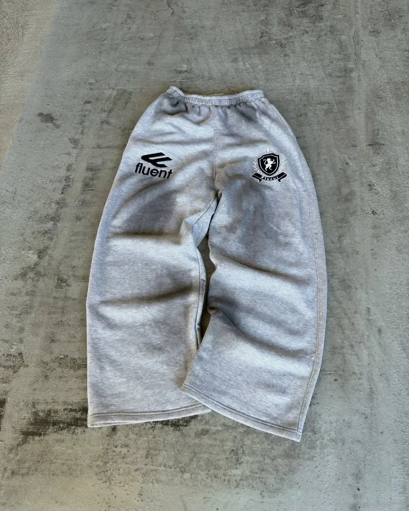 American Retro Letter Print Zipper Sweatshirt and Sweatpants Suit Men Women Long Sleeves Simple Streetwear 241225