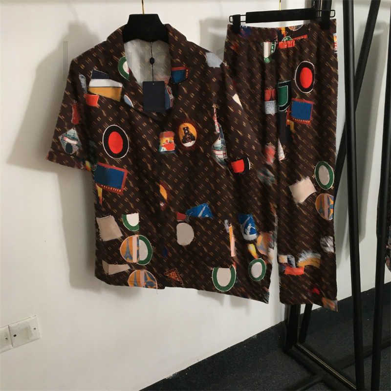 Designer Pajama Sets For Women Outfits 2 Set Plus Size Womens Clothing Fashion Presbyterian Short-sleeved Shirt Wide-leg Trousers Tracksuit Pijama 4HTN