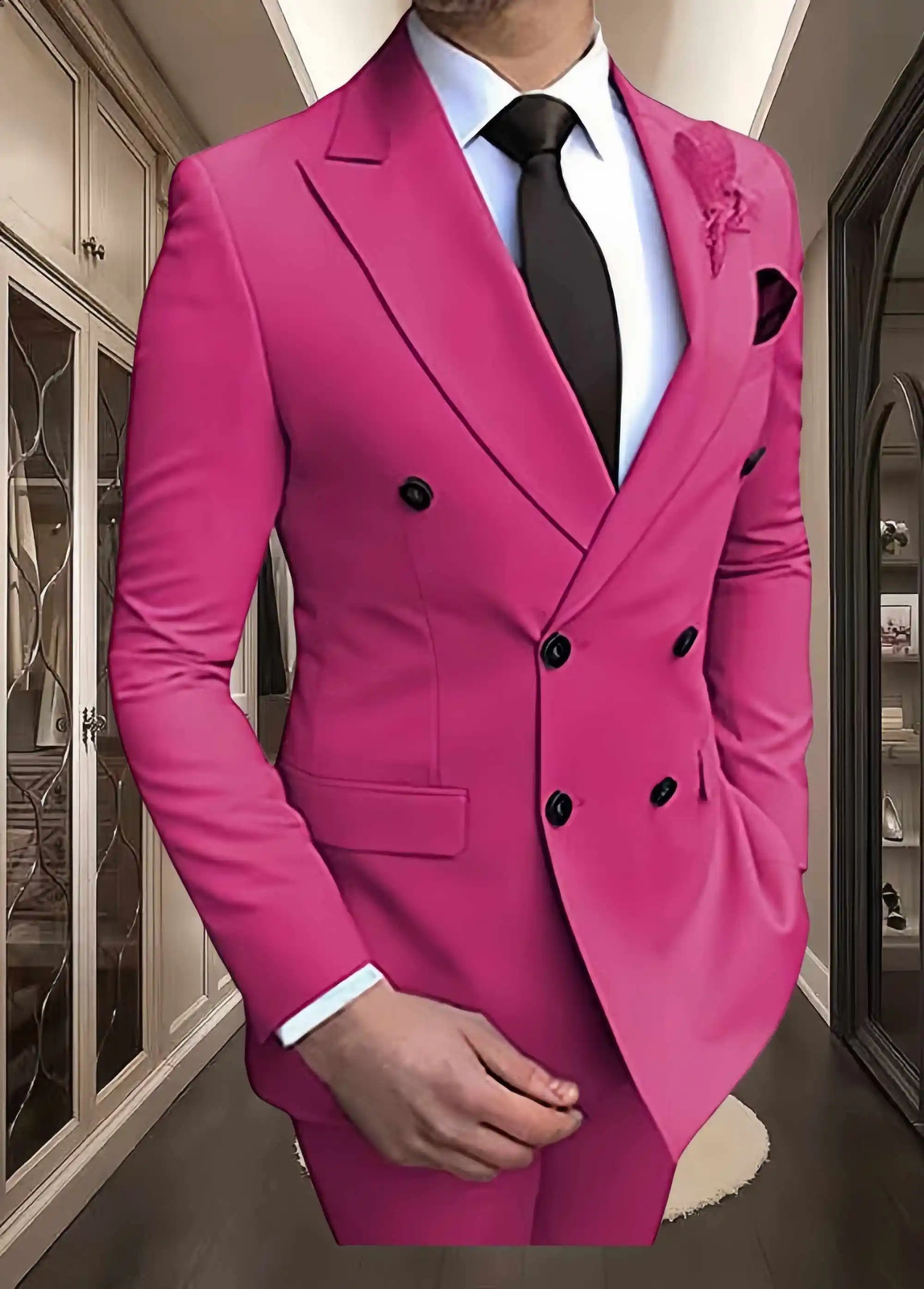 18 Colors Men Suits Slim Fit 2 Piece Double Breasted Suit Wedding Prom Party BusinessBlazerPantsWedding for 241220