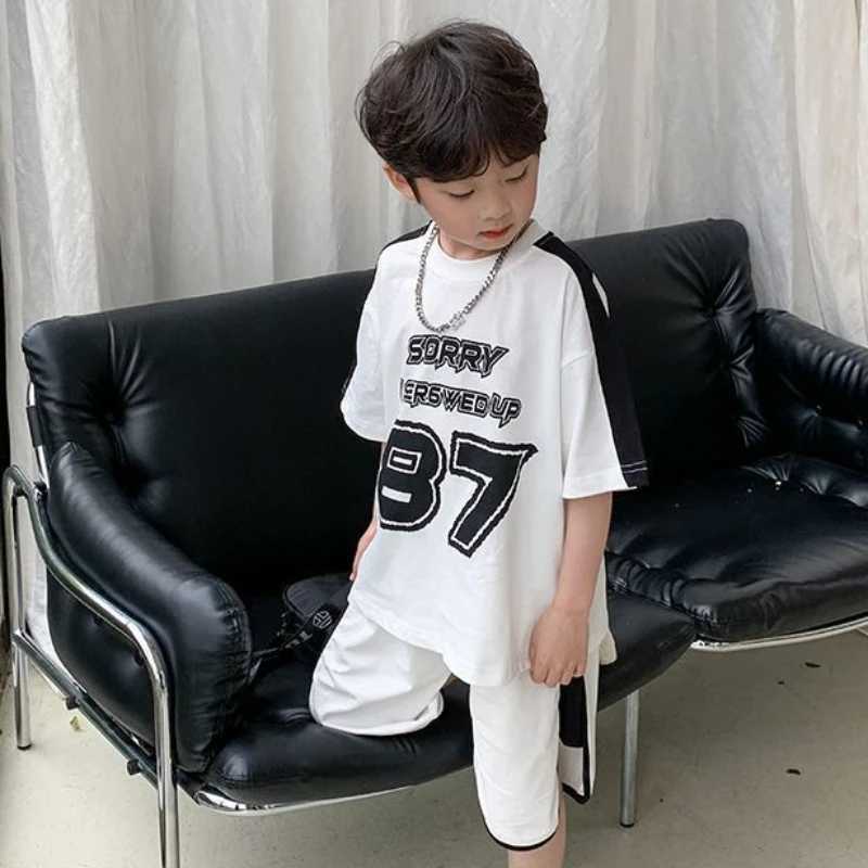 Clothing Sets Summer Children Boy Clothes Set Letter Printed Short Sleeeve T-shirts and Shorts 2 Pieces Suit Kid Fashion Top Bottom OutfitsY241225HMEX