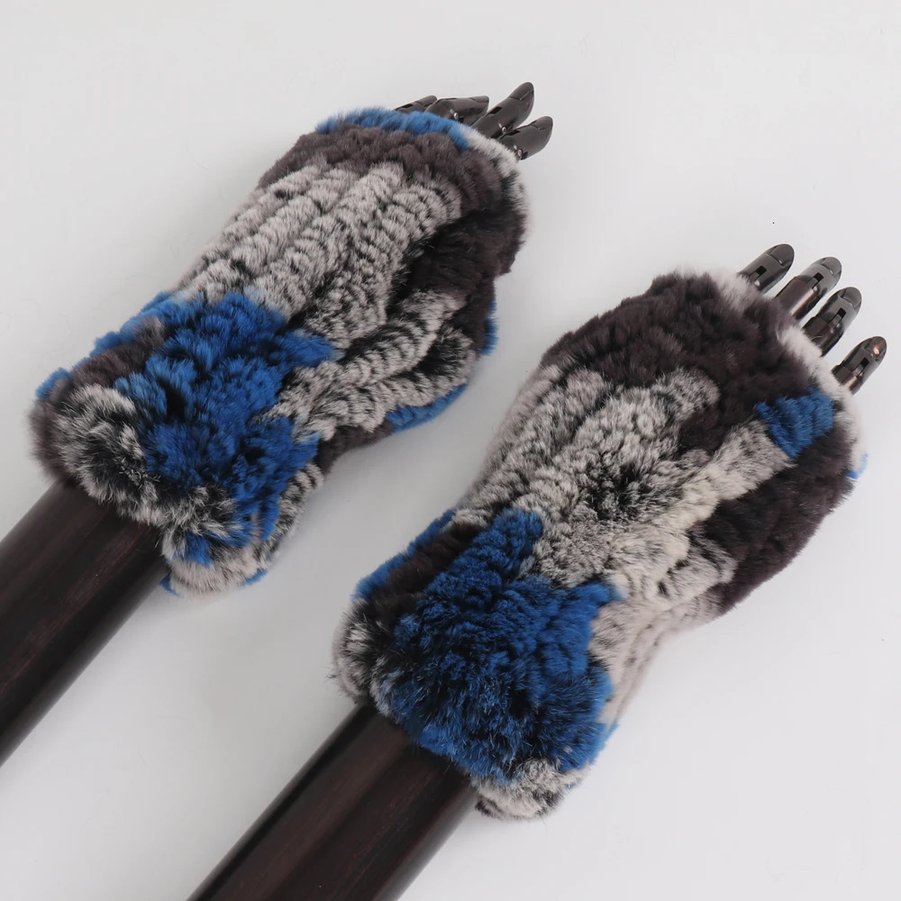 Winter Real Fur Golve Women Outdoor Warm 100% Real Rex Rabbit Fur Gloves Knit Thick Natural Soft Rex Rabbit Fur Mittens 241225ww
