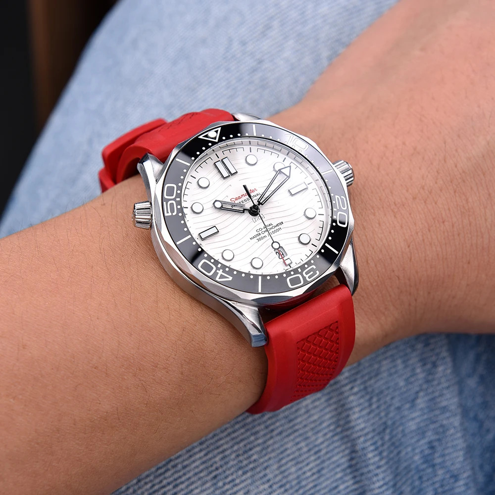 High Quality Vulcanized FKM Watch Strap Slide Keeper Ring With Quick Release Fluororubber Watchband 20mm 22mm Sport Bracelet 241225