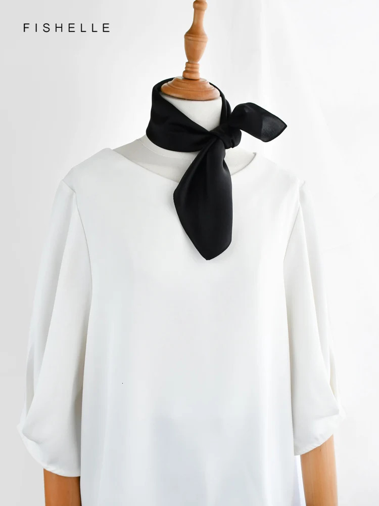 Solid color black pure silk scarf headscarf handkerchief lady scarves foulard small hijab wrap neck scarf women spring autumn 241225