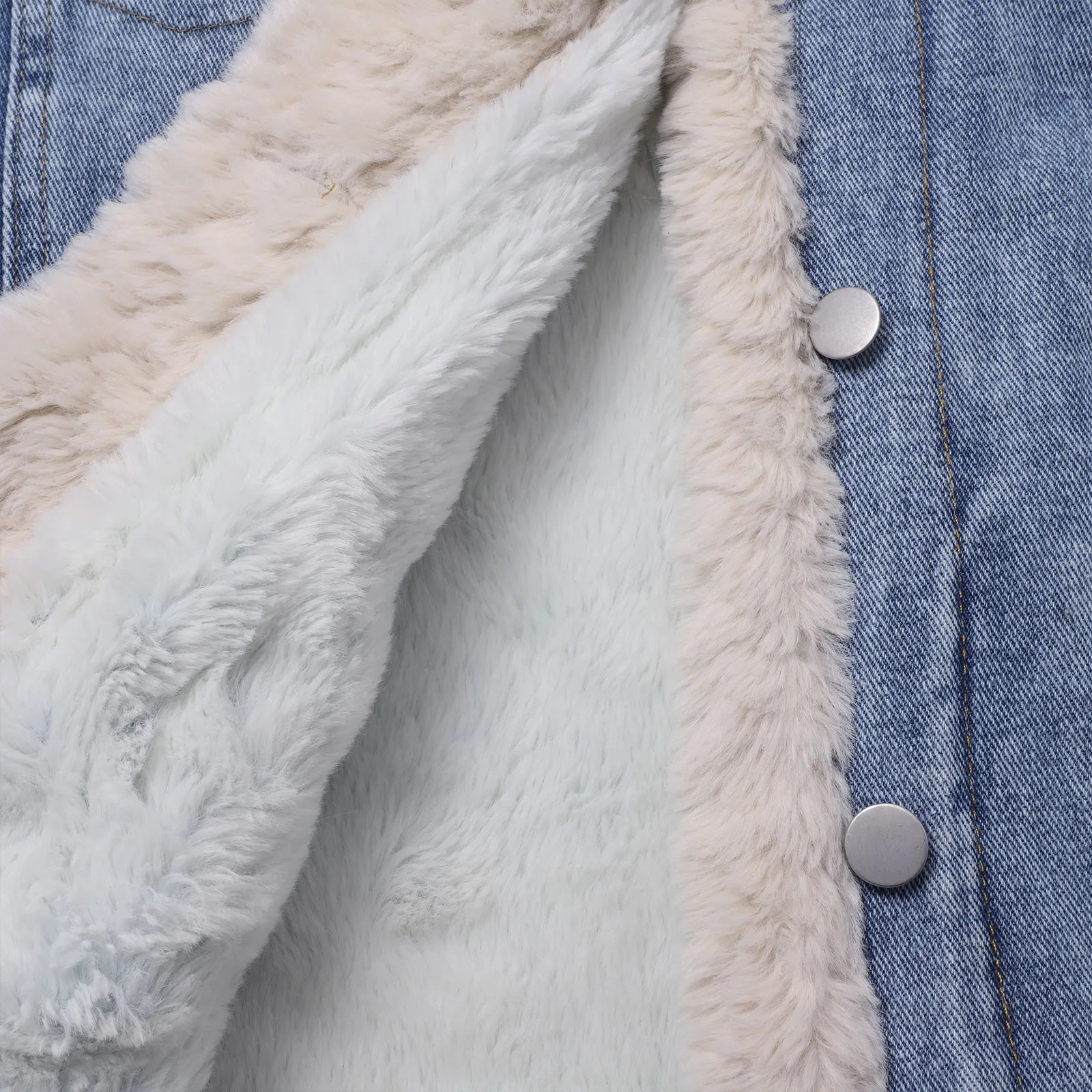 Winter Thicken Fleece Lining Denim Jacket With Fur Collar For WomenFashion Plush Warm Lambs Wool Blue Overcoat Lady Vintage 241220
