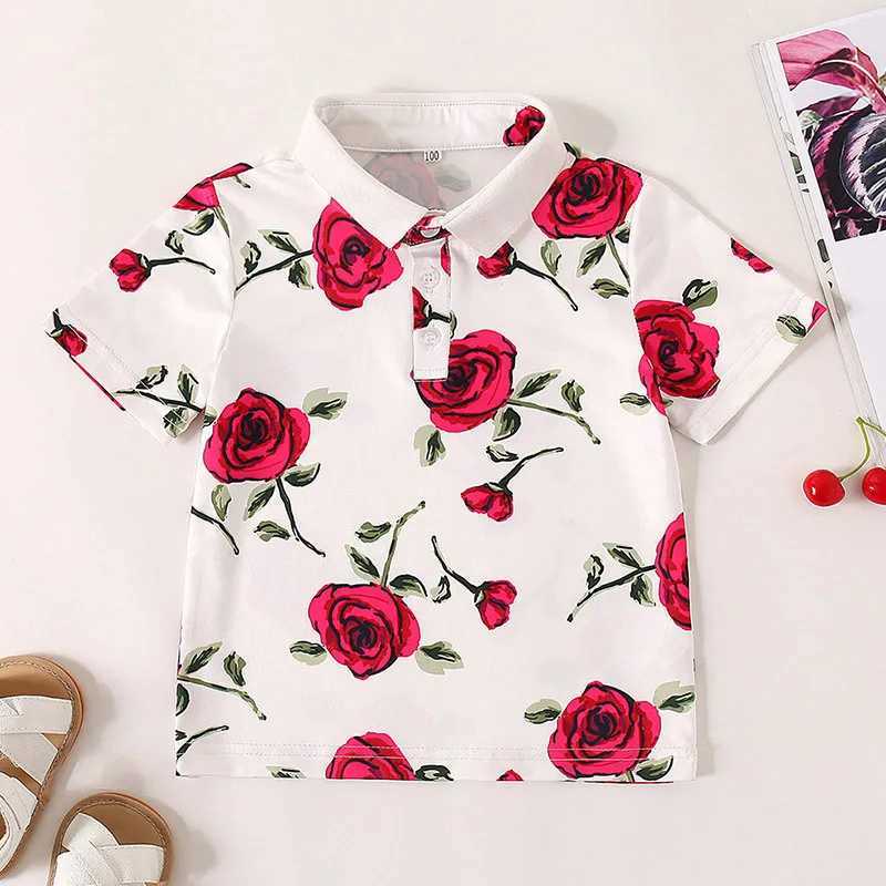 Casual Haii Lapel Polo Shirts Boys Poles For Children Short Sleeve Tropical Plants Pattern Versatile Summer Kids Tops ShirtXJ241225
