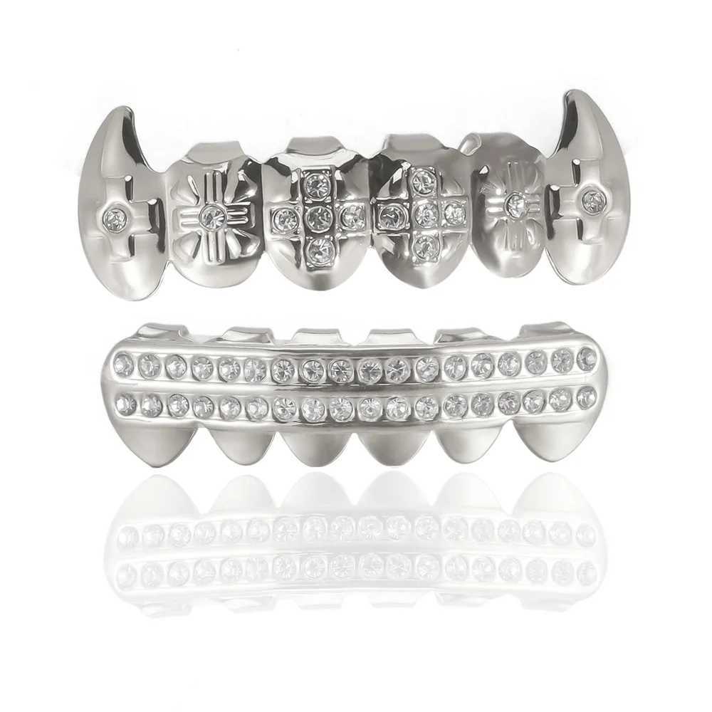 Colorful Bling Teeth Grillz Top Bootom Dental Mouth Punk Teeth Cs Cosplay Party Tooth Rper Hip Hop JewelryXJ241225