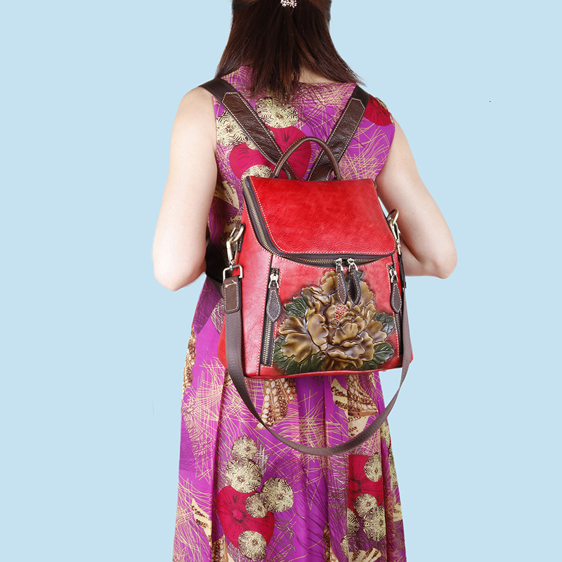 2023 new top layer single shoulder crossbody backpack three use high-capacity cowhide women's bag