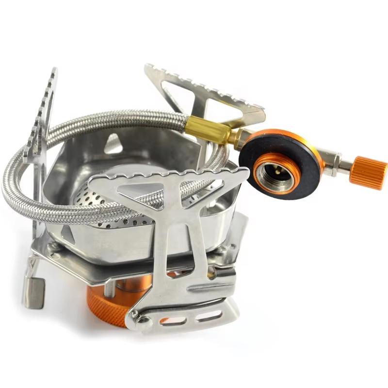 outdoor portable backpacking camping gas stove windproof stainless steel mini butane stove burner