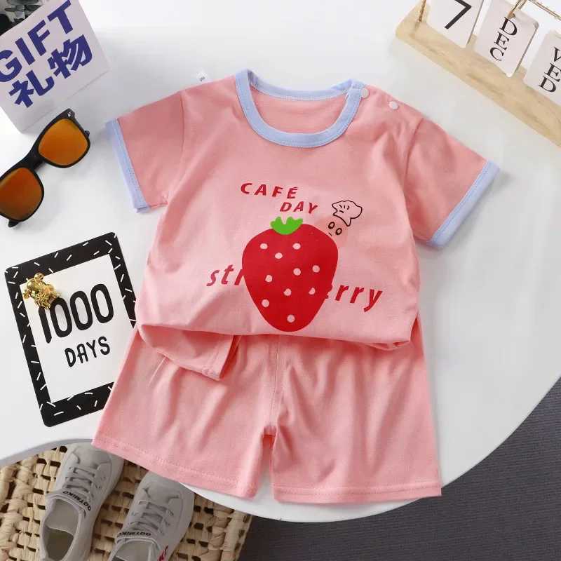 Clothing Sets Summer Infant Newborn Boy Clothes Set Children Girls Catoon Bear Tshirt Top and Shorts Buttom Outfits Children Cotton PajamasY2412254B24