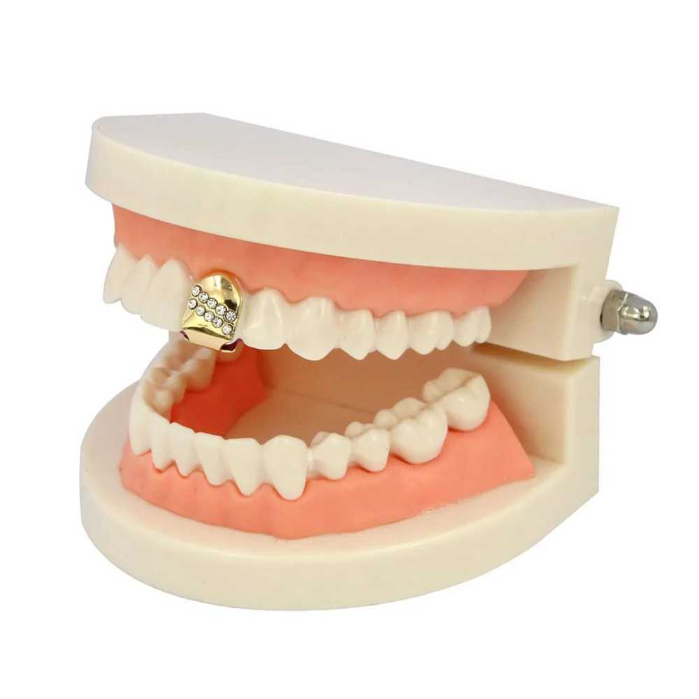 TOPGRILLZ New Gold Color Plated Hip Hop Single Teeth Grillz C Top Tooth GRILLZ for Halloween Christmas Party JewelryGiftXJ241225