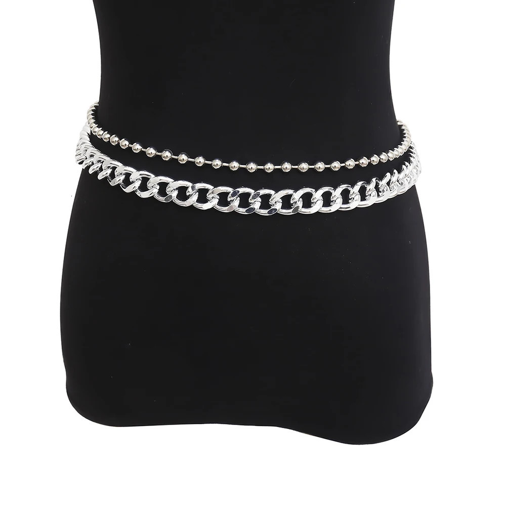 Fashion Punk Metal Body Chain Jewelry Ball Waist Chains Necklace For Women Sexy Waist Belly Belt Festival Girls Accessories 241225