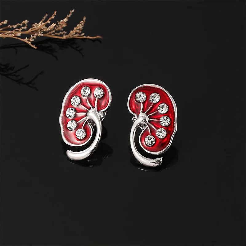 Wholesale 10Pcs/Lot Red Kidney Crystal Enamel Pin Gift Doctor Nurse Brooches Jewellery Accessories Badge 241224