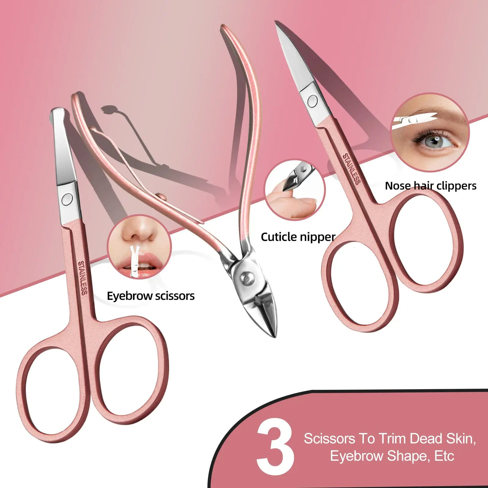 30/25pcs Manicure Set Nail Scissors Professional Stainless Steel Nail Clipper Travel Grooming Kit Quality Manicure Complete Kit 241225