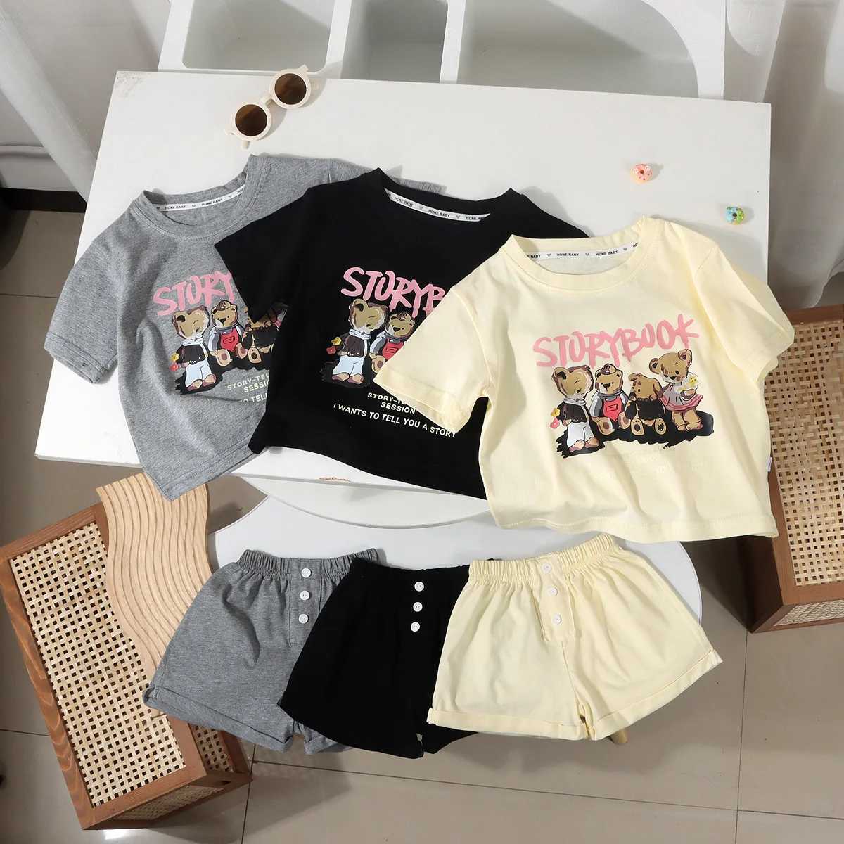 Clothing Sets Summer Baby Boy Clothes Set Children Girls Cartoon Bear Printed T-shirts and Shorts 2pcs Suit Kid Casual Top Bottom TracksuitsY2412258TK