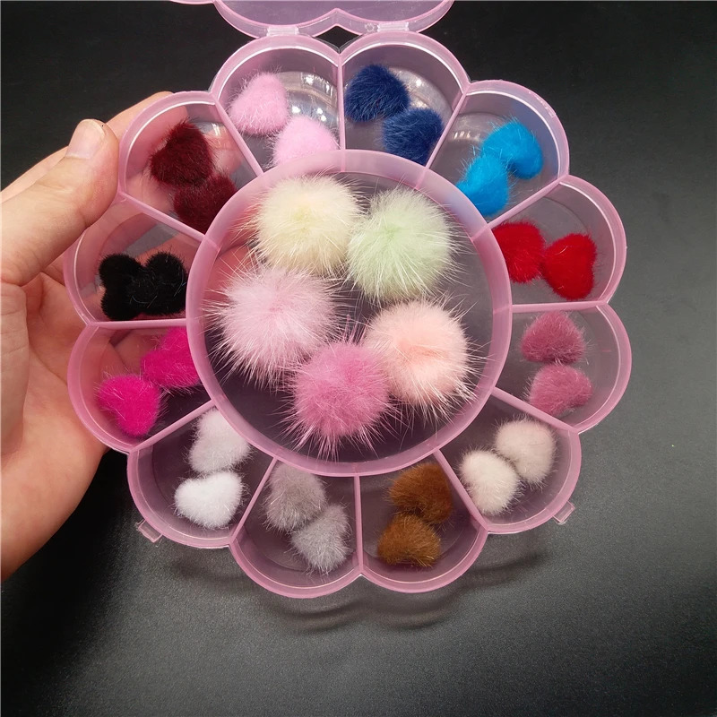 29pcs/Box Fluffy Nail Plush Ball Kawaii Nail Charms DIY Decoration Magnetic Pom Nail Pom Manicure Accessories Kit Charm 241225