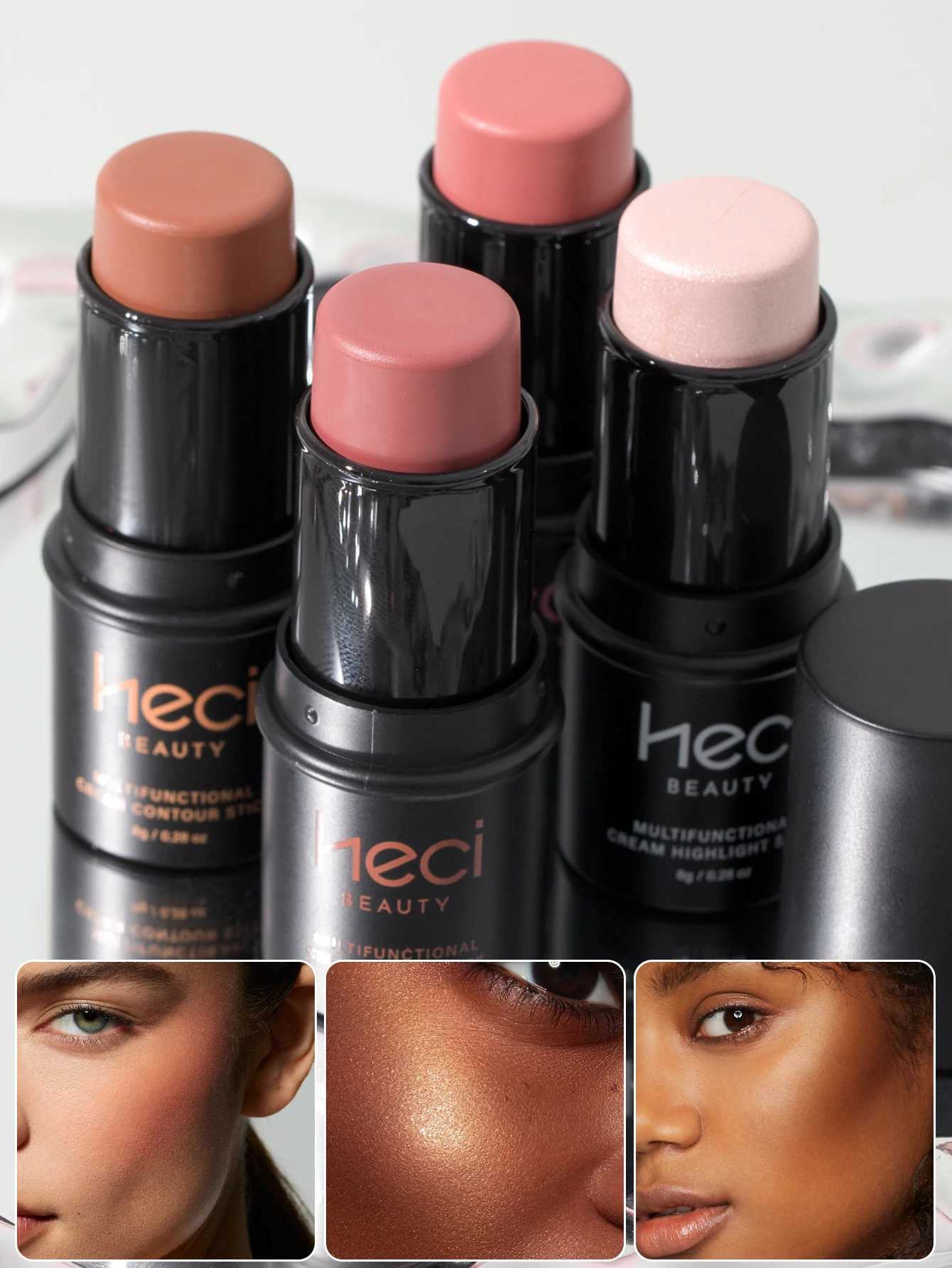 Multi-Use B Stick Natural Waterproof Makeup Highlighter And Contour Stick Shimmer Glow Buildable Color For Eyes Lips CheeksXJ241225