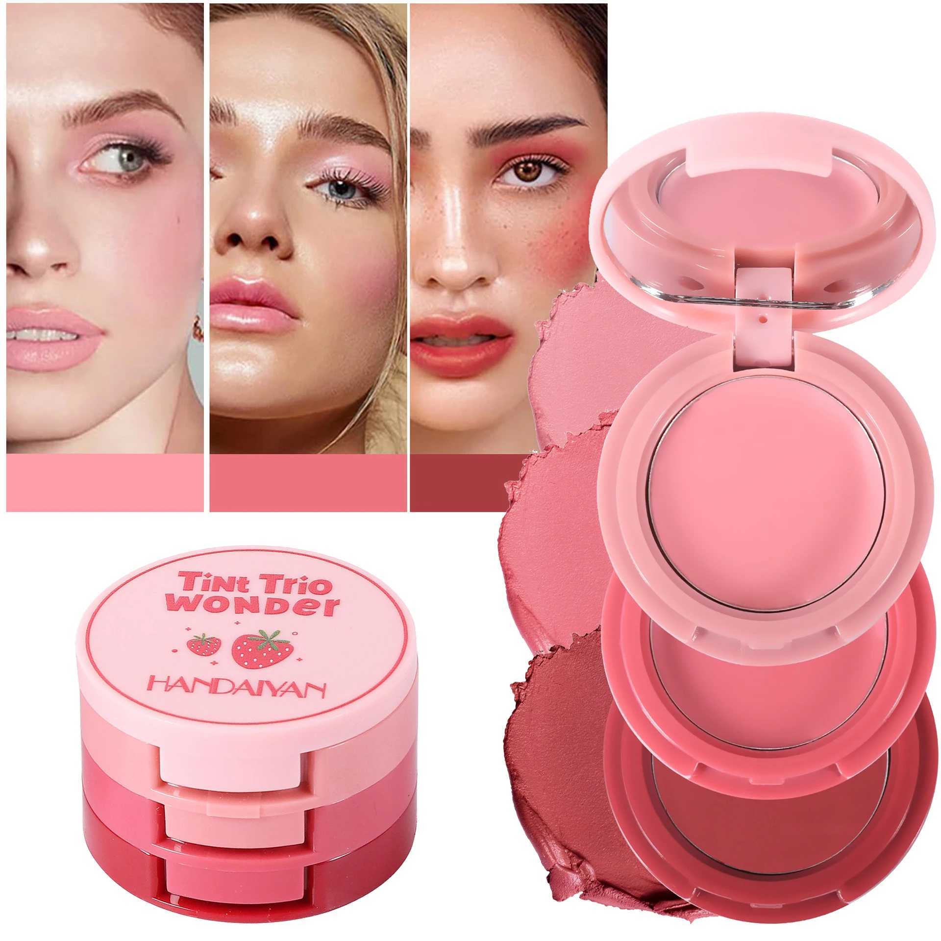 Strawberry Cheek Lip B Cream Mousse Texture 3 IN 1 Tinted Mositure Velvet Matte B Palette Peach Red Face PigmentXJ241225