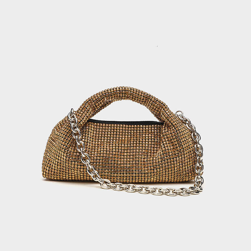 Full Shining Ineffective Water Banquet for Women 2024 Summer New Diamond Set Handbag Chain Shoulder Cross Bag