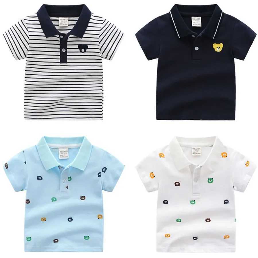 Polo Shirt For Boy Kids Clothes Tops Children Striped Turn-down Collar Short Sleeve Polos Shirts Baby sXJ241225