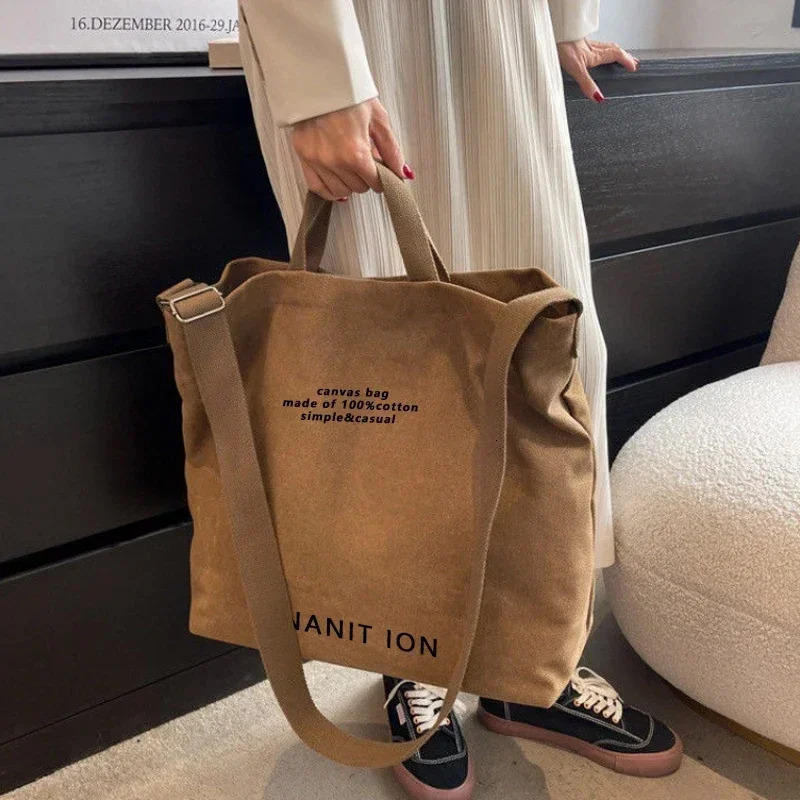 Women Canvas Tote Casual Shoulder Work Bag Large Capacity Crossbody Top Handle Bag Multifunction Big Shopping Cross-body Handbag 241224