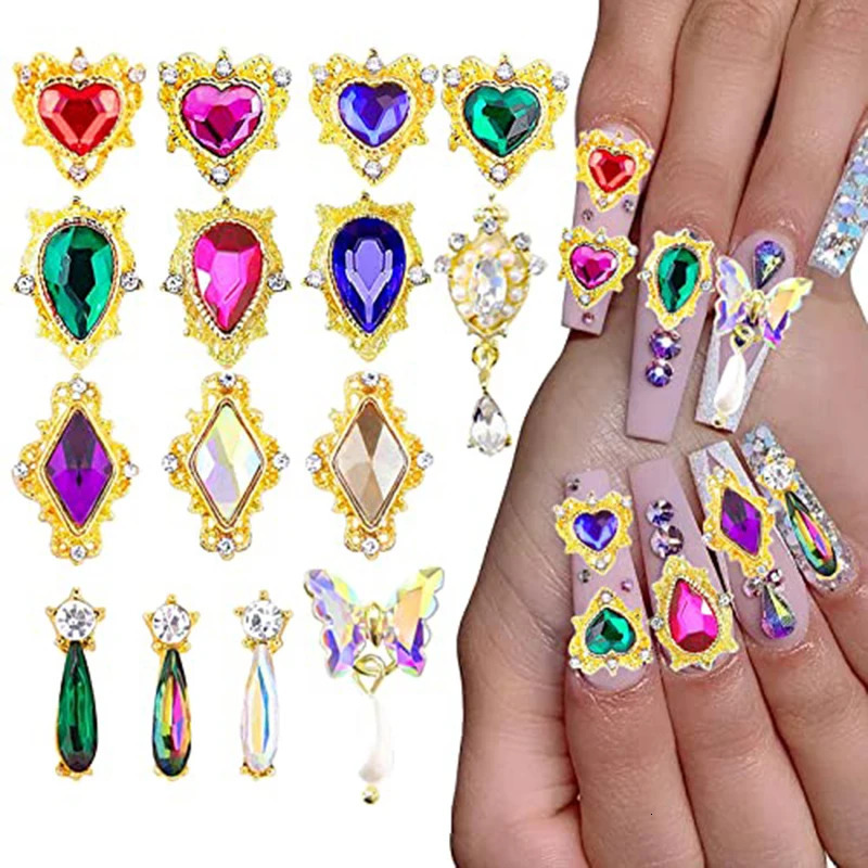 Nail Art Rhinestones Gems Decorations Set Jewelry Nails Charms Crystal Glass Diamond Accessories For DIY Nail Art 241225