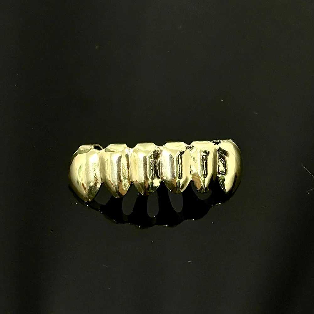 RACHELZ Classic 6 Bottom Teeth Grillz Braces Hip Hop Gold Silver Color Tooth Cs For Women Men Glossy Dental Grills JewelryXJ241225