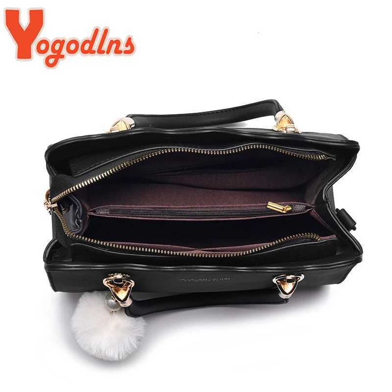 Yogodlns Women Handbags Ladies Large Tote Bag Female Square Shoulder Bags Bolsas Femininas Sac PU Leather Hairball Crossbody BagXJ241225