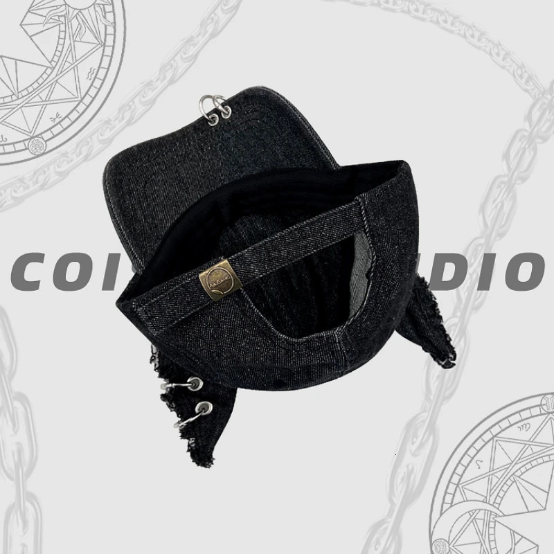 Niche Y2k Personality Hoop Cowboy Hole Ladies Baseball Cap Three-dimensional Dog Ears Trend Hip Hop Adjustable Men Sports Hat 241225