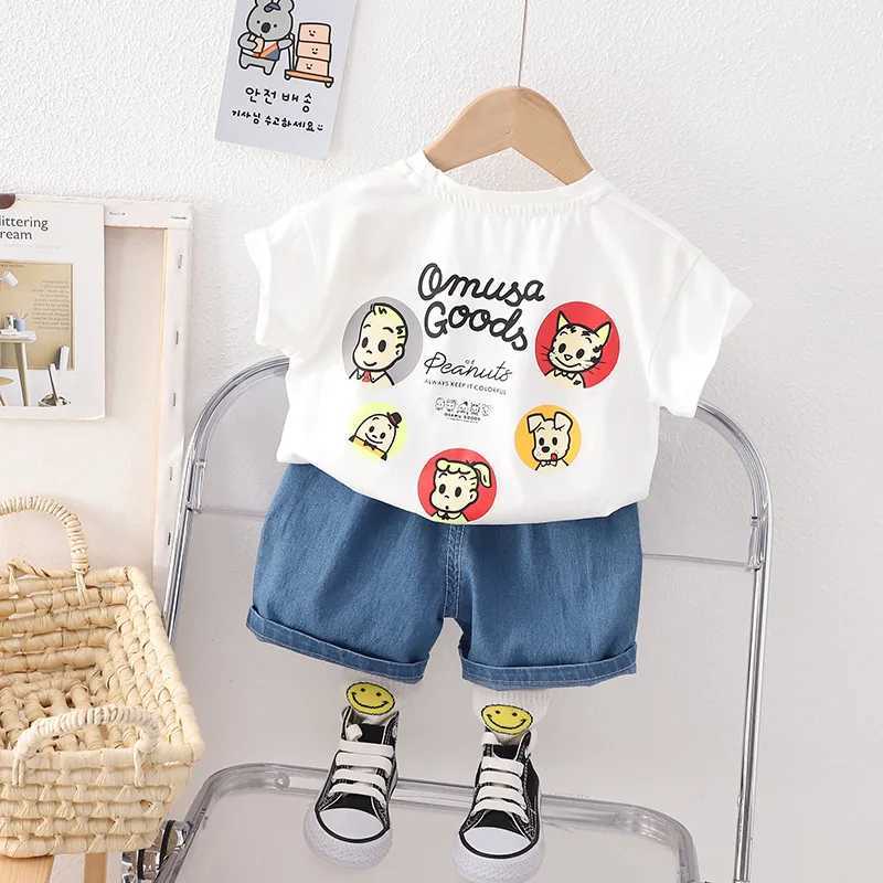 Clothing Sets Boys Summer Suit New T-Shirt Suit Short-Sleeved Childrens Baby Summer Clothes Childrens Short-Sleeved Suit Cartoon Boys SuitY241225JO40