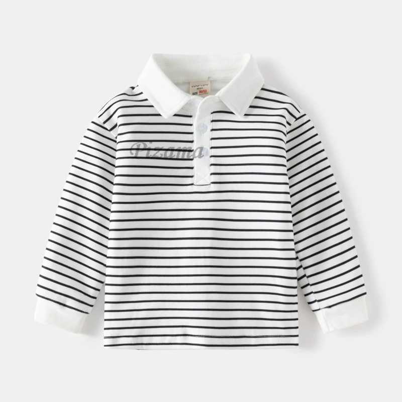 Boys Polo Shirts 2024 Spring Autumn Polo Kids Long Sleeve Tops for Boy Color Striped Children Sweatshirts Teenager Tees ClothesXJ241225