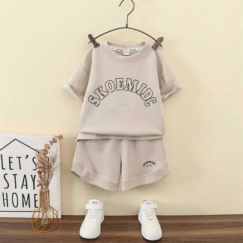 Clothing Sets Summer Teenage Boy Clothes Set Children Girls Letter Tshirt and Shorts 2pcs Suit Kid Short Sleeve Top Bottom Outfits TracksuitY241225XK2