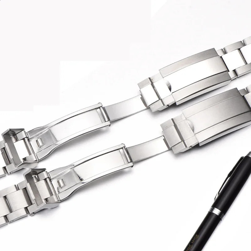 For Men Folding Clasp Watch Strap Solid Stainless Steel Watch Bracelet 20mm 21mm 241224