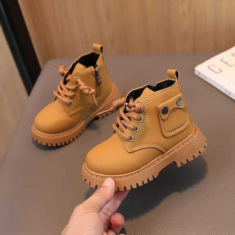 Athletic Outdoor Children Winter Fashion Martine Boots Kids Zipper Lace Up Warm Boots Boys Girls Thickened Short Boots Non-slip Soft Bottom Shoes H241