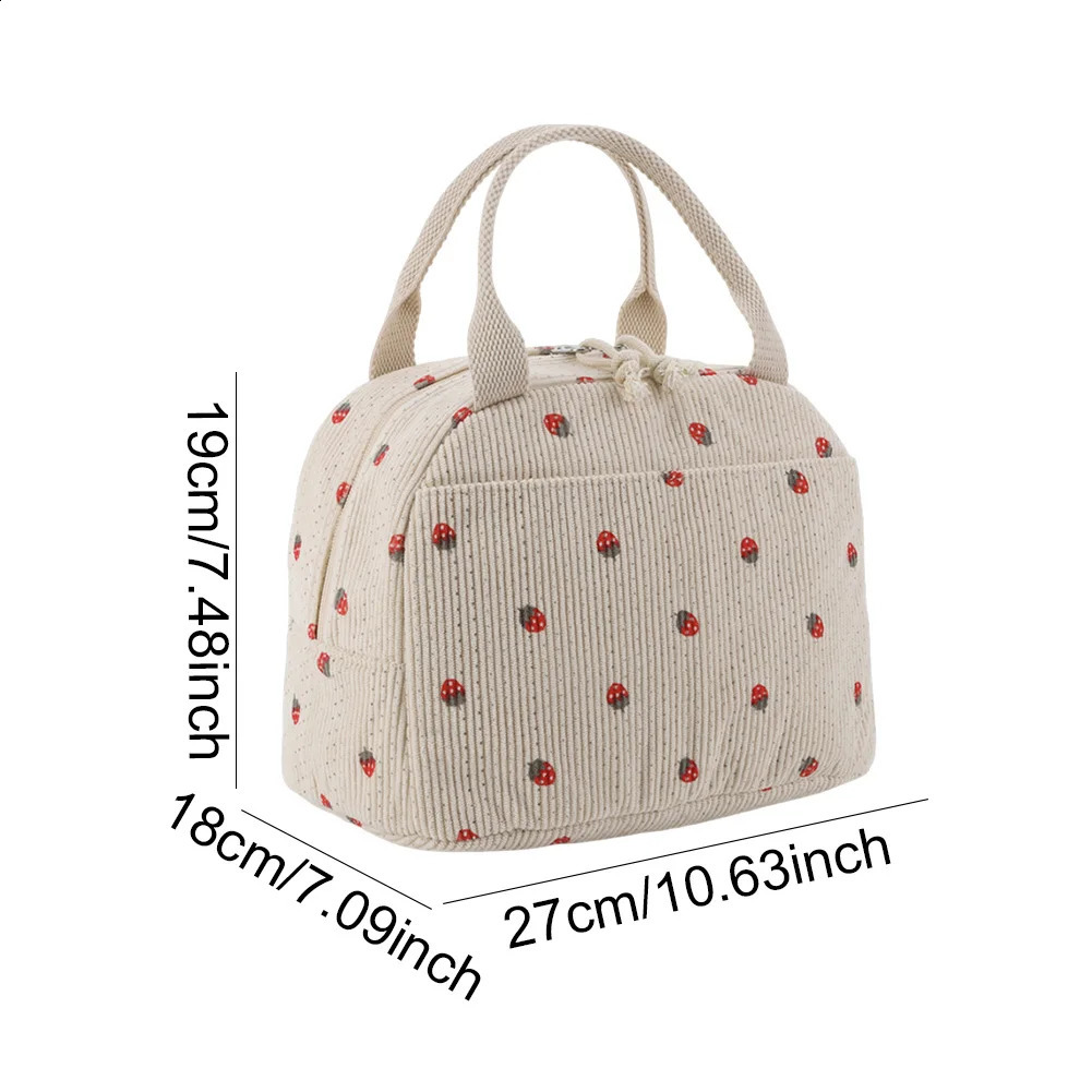 2025S New Free Shipping Designer Bag Cute Corduroy Bag Women Lunch Box Large Capacity Reusable Insulated Cooler For Work Picnic Travel