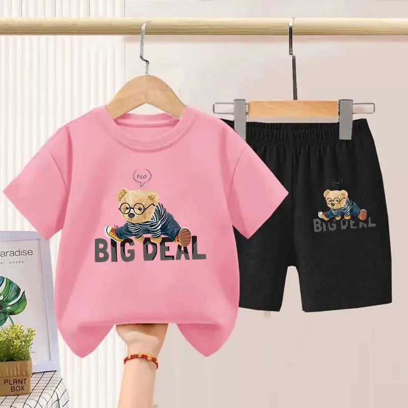 Clothing Sets Summer Baby Girl Clothes Children Short Sleeve T-shirts and Shorts 2 Pieces Set Kid Cartoon Printed Top Bottom Outfits TracksuitY2412254