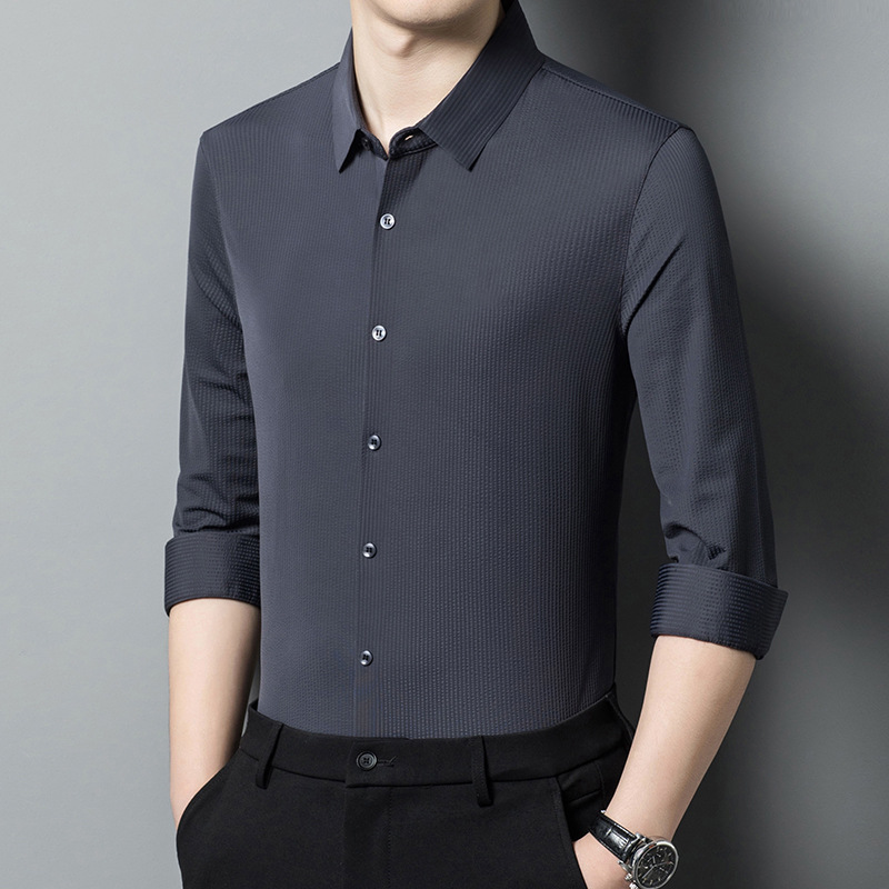 M12241 Men's solid color business long-sleeved shirt 2024 autumn new
