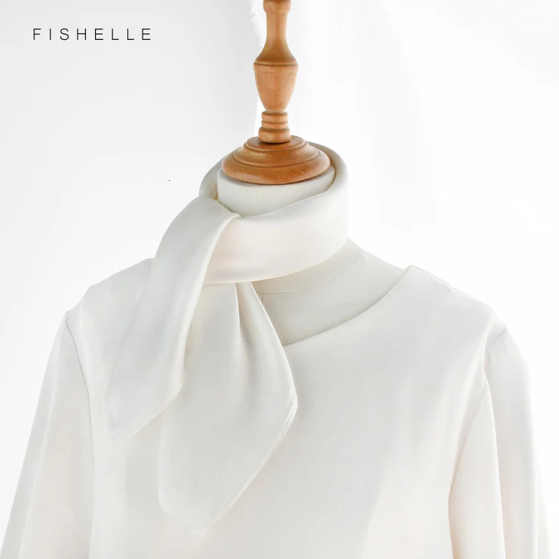 White pure silk scarf headscarf handkerchief lady scarves foulard 50x50 small hijab wrap neck scarf women spring autumn 241225