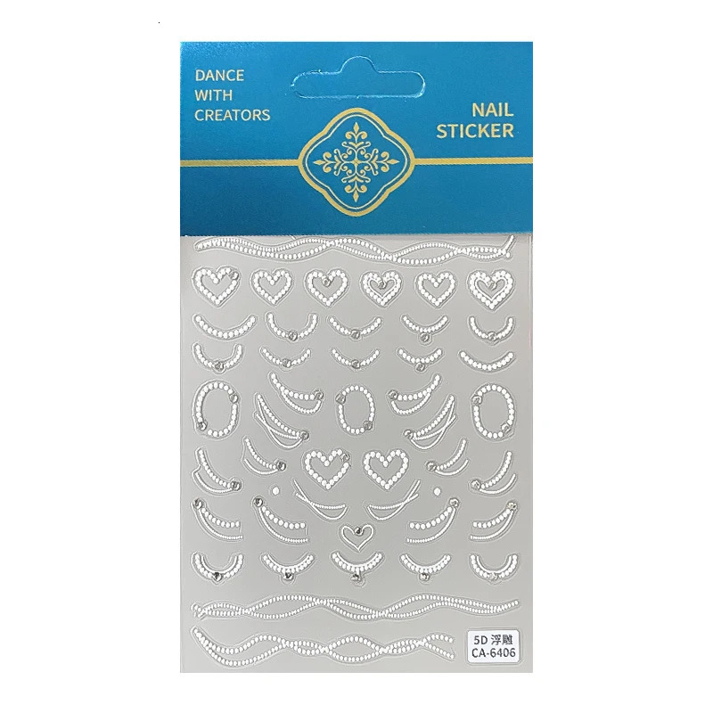 Pearl chain manicure sticker crystal diamond finished product three-dimensional with adhesive-backed nail decoration 241225