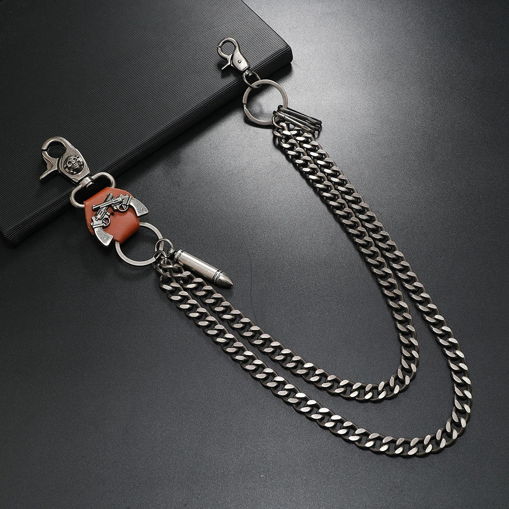 1 piece Hip-hop Jewelry Keychain personality pants chain Mens Accessories 250303