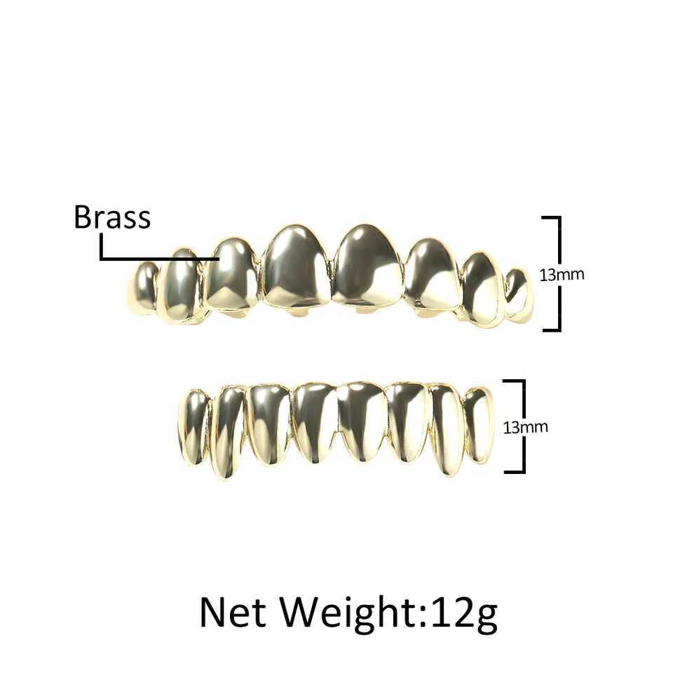 Hip Hop Gold Plated Teeth Grillz Cs Gold Plated Top Bottom Charm Grills For Men Women Jewelry Cosplay Xmas GiftXJ241225