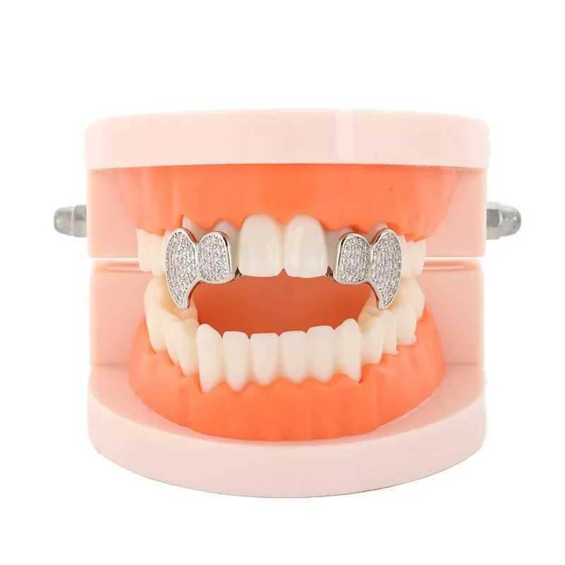 HipHop Classic CZ Single Teeth Grillz Golden Tooth Cs Decor 14K Gold Plated Dental Grills Bo Jewelry For Women MenXJ241225