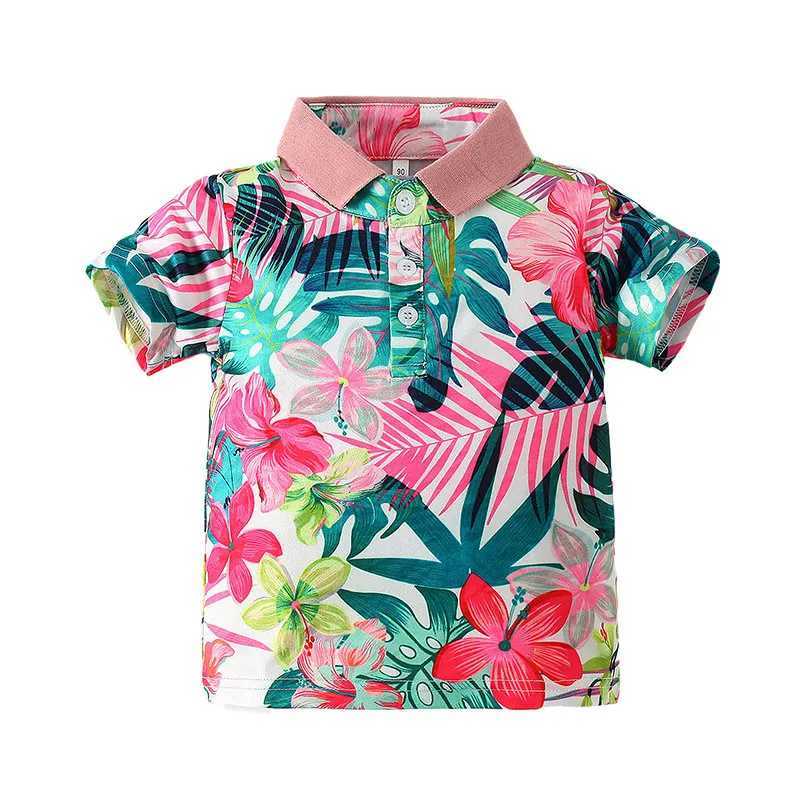 Casual Haii Lapel Polo Shirts Boys Poles For Children Short Sleeve Tropical Plants Pattern Versatile Summer Kids Tops ShirtXJ241225