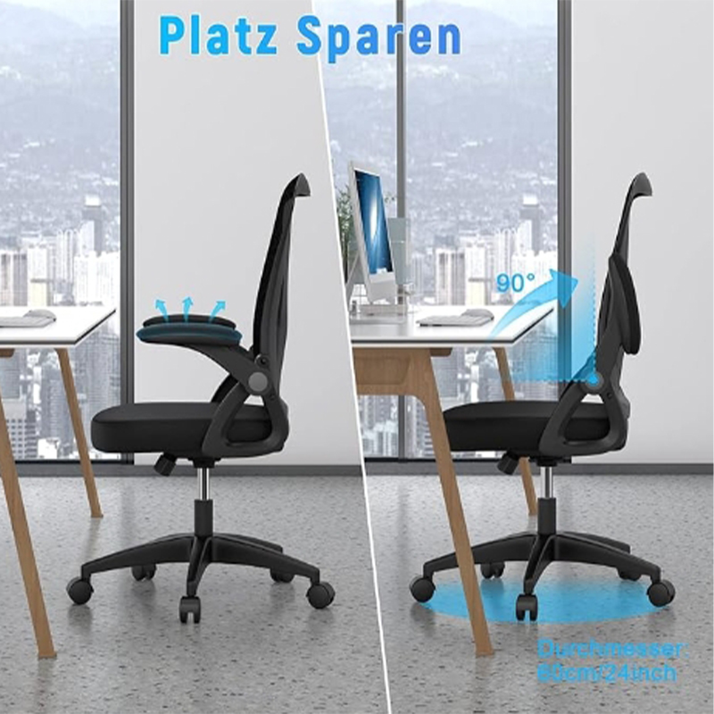 Ergonomic Office Chair with Adjustable Backrest & Armrests - Black