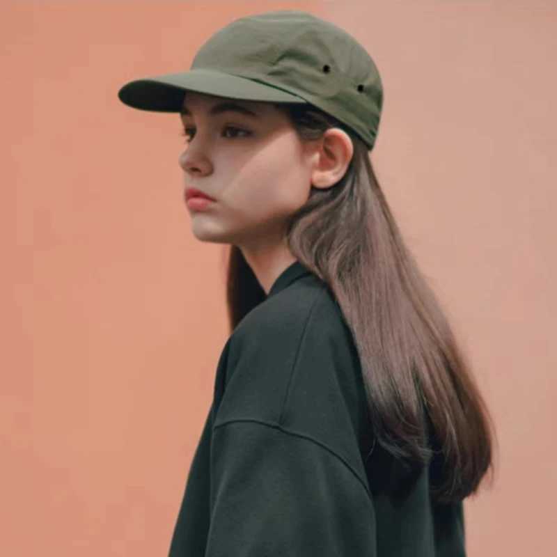 New unisex flat Eaves quick drying solid baseball cap breathable and simple sunshine outdoor leather hat fashionable retro version W241225